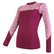 Functioneel T-shirt dames Sensor Merino Impress (long sleeve) paars lilla/pattern