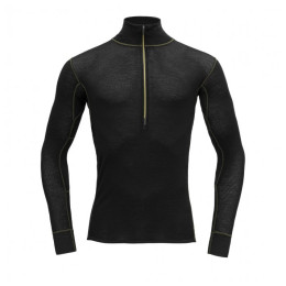Thermoshirt heren Devold Wool Mesh 190 Zip Neck Man zwart black