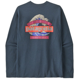 T-shirt heren Patagonia Long-Sleeved Great Waves Responsibili-Tee donkerblauw Summit Blue