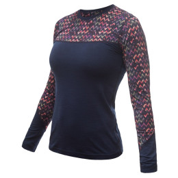 T-shirt dames Sensor Merino Impress, dl.rukáv donkerblauw deep blue/origami