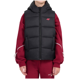 Kinderbodywarmer 4F Vest Jacket F370 Deep Black zwart/roze Deep Black