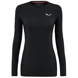 T-shirt dames Salewa Cristallo Warm Amr W L/S Tee. zwart/wit Black Out