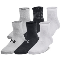 Kindersokken Under Armour Yth UA Essential 6Pk Qtr Black zwart Black / Black / Mod Gray