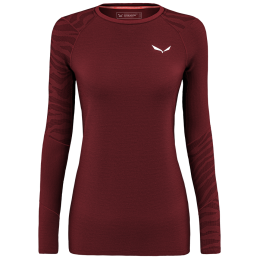 T-shirt dames Salewa Cristallo Warm Amr W L/S Tee. rood/wit Syrah