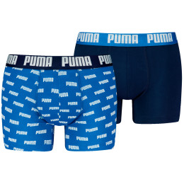 Herenboxershort Puma Everyday Aop Print Boxer 2P blauw/lichtblauw Blue Combo