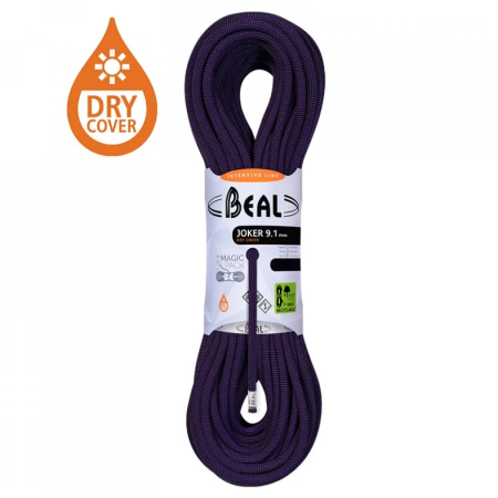 Klimtouw Beal Joker 9,1 mm (80 m) Dry Cover paars PURPLE
