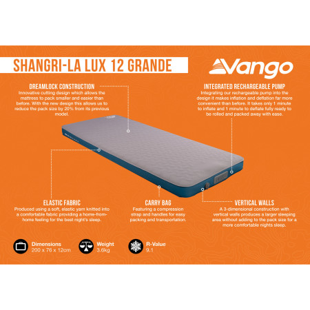 Opblaasbare slaapmat Vango Shangri-La Lux 12 Grande