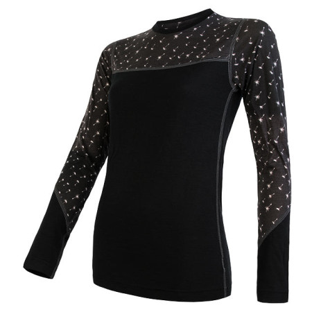 Functioneel T-shirt dames Sensor Merino Impress (long sleeve) zwart Black/Pattern