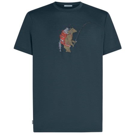 Thermoshirt heren Icebreaker Merino 150 Tech Lite SS Tee Bear Catch blauw/grijs Abyss